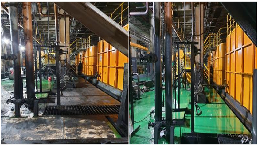 혁신활동 우수 사례 인증식 때 방문한 순천 냉연공장의 Before & After 모습.